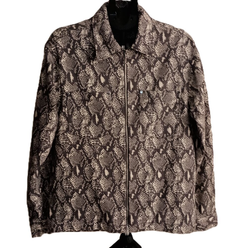 Urban Outfitters Barn Coat Jacket Gray White Snake Skin Print Women’s Size S